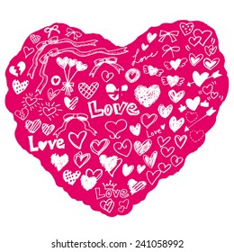 Heart of illustrations wrote by hand