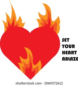 heart image. with fire all around