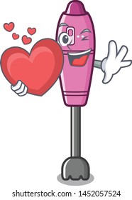 With heart immersion blender isolated in the cartoon
