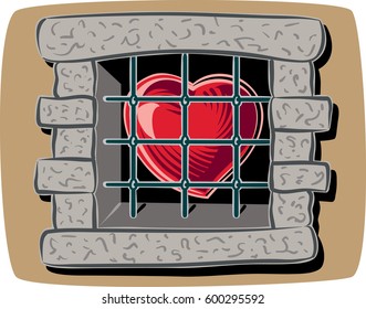 Heart Imprisoned, Behind A Window With Bars.