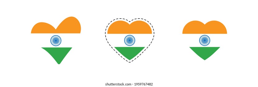 heart India flag. Simple vector. National flag of India 