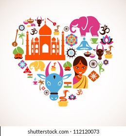 Heart With India Vector Icons