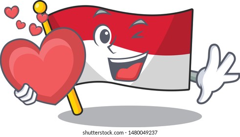With heart indonesian flag folded 