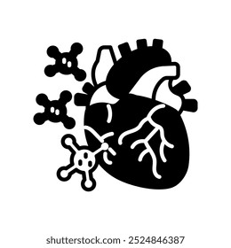 Heart Infection Glyph Icon, Vector illustration