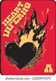 Heart Inferno, old west, poster, playing card, retro poster, Inferno, epic, Masquerade, cowboy, west, mascot, love, lovely, heart, Valentine's, silhouette