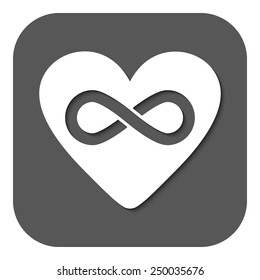 The heart and infinity icon. Heart and Infinity symbol. Flat Vector illustration. Button