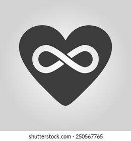 The heart and infinity icon. symbol. Flat Vector illustration
