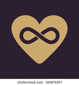 The heart and infinity icon. Heart and Infinity symbol. Flat Vector illustration