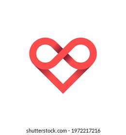 Heart infinity logo.  Abstract creative logotype.