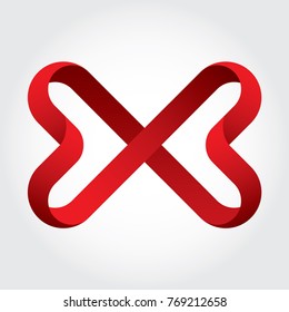 Heart infinity loop butterfly logo, icon design template element, 3d ribbon style 