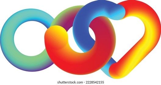 Heart and Infinity love Symbol .Vector Curved Lines . Eternity love. Heart and eternal symbol in chain  .Design Element  . Used as Banner . Template , endless Logo .
