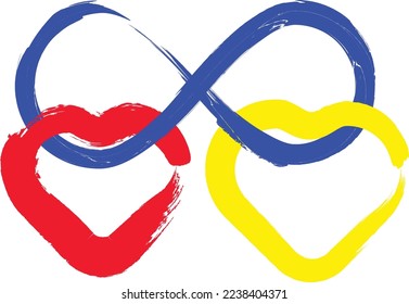 Heart and Infinity love Symbol .Vector Curved Lines . Eternity love. Heart and eternal symbol in chain  .Design Element  . Used as Banner . Template , endless Logo .