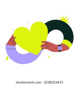 Símbolo De Corazón E Infinito En Ilustración vectorial Plana Que Simboliza El Amor Eterno, La Amistad Y La Conexión, Aislado Sobre Fondo Blanco.