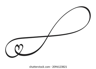 heart and Infinity symbol. Hand-drawn vector illustrations. Continuous line sketch. Infinite love