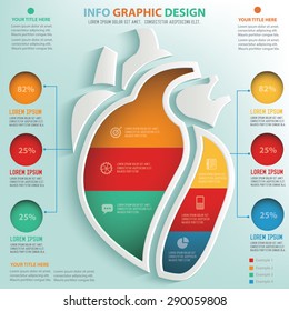 Heart info graphic design, Data concept design. Clean vector.