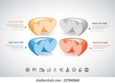 Heart info graphic elements Vector illustration