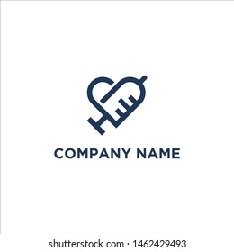 Heart with Inject for medical medicine clinic doctor logo design
