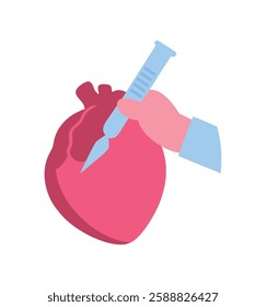 Heart injection with syringe illustration