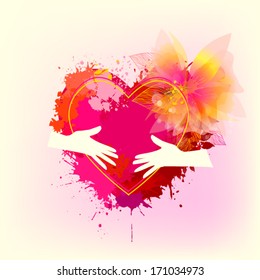 Heart of ink spots. Vector