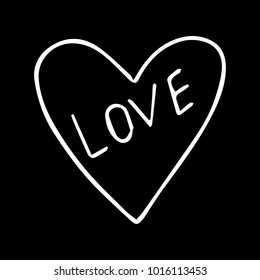 Heart with the inscription love vector illustration. Doodle style. Design, print, decor, textile, paper