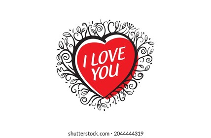 The heart and the inscription I love you. Vector Valentine card