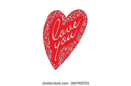 The heart and the inscription I love you. Vector Valentine card