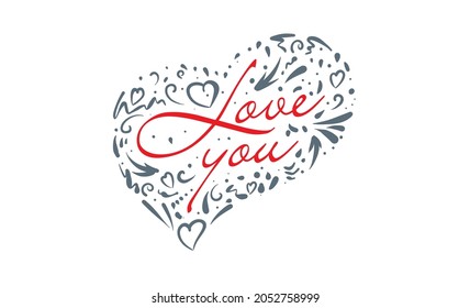 The heart and the inscription I love you. Vector Valentine card