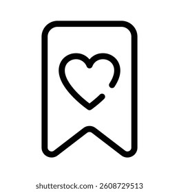 A heart inside a bookmark, symbolizing favorite or valued items