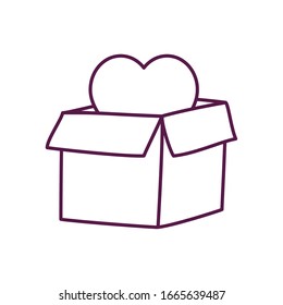 Heart inside box line style icon design of love passion romantic valentines day wedding decoration and marriage theme Vector illustration