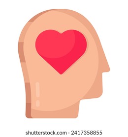 Corazón dentro del cerebro, icono de la mente sana

