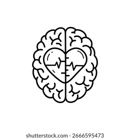 Corazón dentro del cerebro que representa la inteligencia emocional y la atención plena