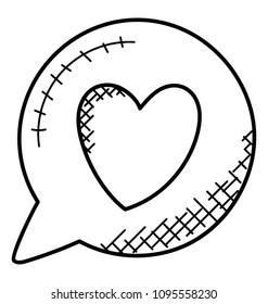 
Heart inside a chat bubble, online dating chat room
