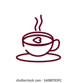 Heart inside coffee cup design of love passion romantic valentines day wedding decoration and marriage theme Vector illustration