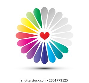 Heart inside coloful flower - vector health symbol