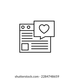 Corazón dentro de la ventana de diálogo Icono de línea aislada. Se puede usar para sitios web, tiendas, pancartas, volantes. 