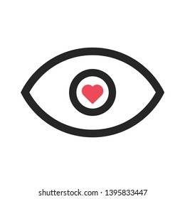 Heart inside of eye modern simple vector icon