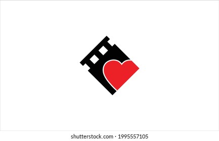 Heart inside  Filmstrip icon  Logo design illustration vector symbol