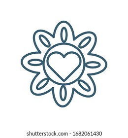 Heart inside flower line style icon design of love passion romantic valentines day wedding decoration and marriage theme Vector illustration