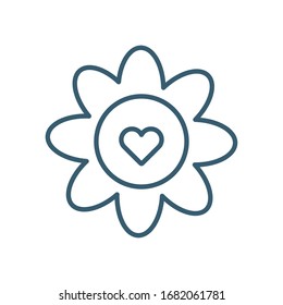 Heart inside flower line style icon design of love passion romantic valentines day wedding decoration and marriage theme Vector illustration