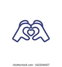 Heart inside hands design of love passion romantic valentines day wedding decoration and marriage theme Vector illustration