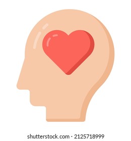 Heart Inside Head Denoting Flat Icon Of Empathy 

