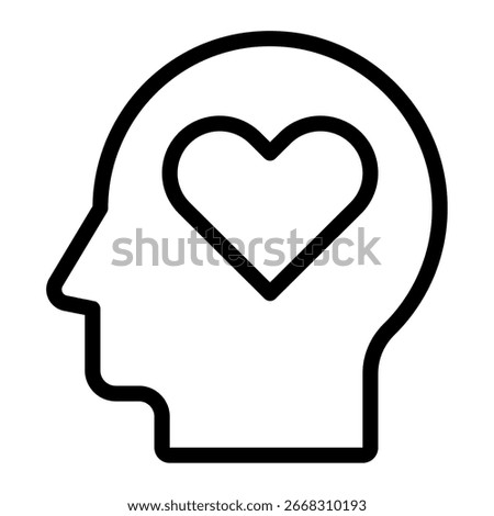 A heart inside a head icon, ideal for mental health, wellness, or emotional well-being campaigns and digital content.