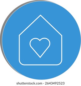 "Coração dentro da casa ícone representando amor próprio, paz interior, e conforto emocional em um espaço pessoal, fundo transparente."