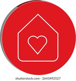 "Heart inside house icon representing self-love, inner peace, and emotional comfort in a personal space, transparent background."