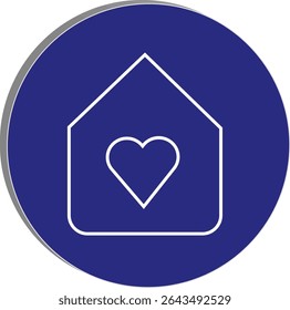 "Heart inside house icon representing self-love, inner peace, and emotional comfort in a personal space, transparent background."