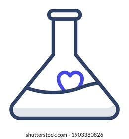 Cardilla dentro del matraz de laboratorio, icono de la química del amor