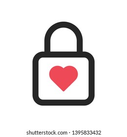 Heart Inside Of Lock Icon Isolated On White Background. Private Like Symbol Modern Simple Vector Icon For Web Site Or Mobile App