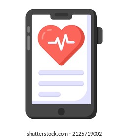 Heart inside mobile symbolizing flat icon of healthcare app 


