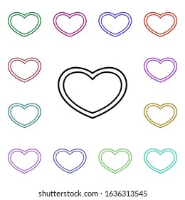Heart inside heart multi color style icon. Simple thin line, outline vector of heartbeat icons for ui and ux, website or mobile application