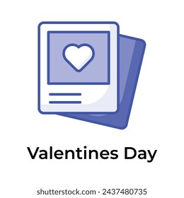 Heart inside photo frame showing concept icon of romantic photo, valentines day vector